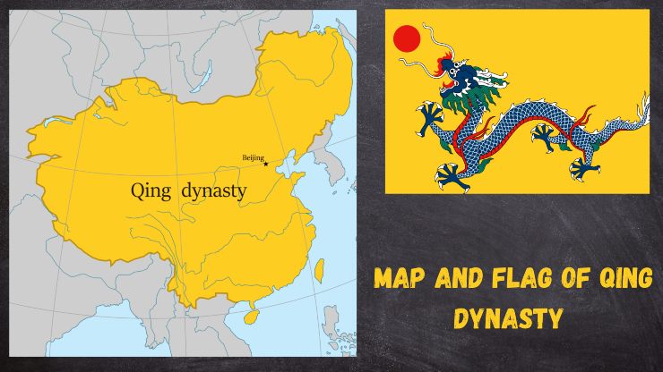 Map and Flag of Qing Dynasty